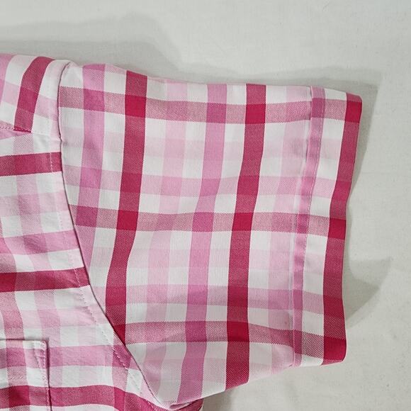 Cabin Creek Womens Shirt 14P Wrinkle Free Stain Release Button Checked Short Slv - Picture 7 of 9